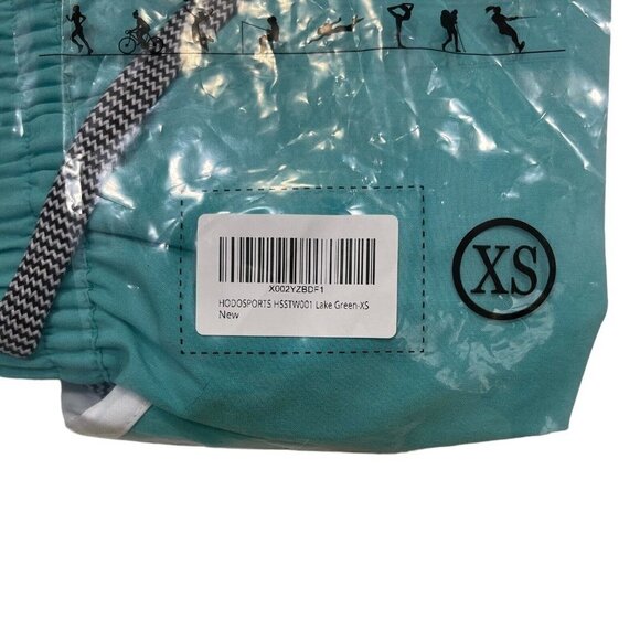 HODO SPORTS Women's Running Workout Shorts Size XS Green‎ Teal Drawstring NWT - Picture 11 of 12